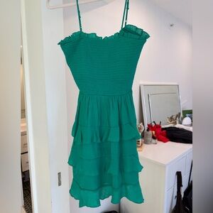 Trixxi Vibrant Green Dress with Ruffle Details